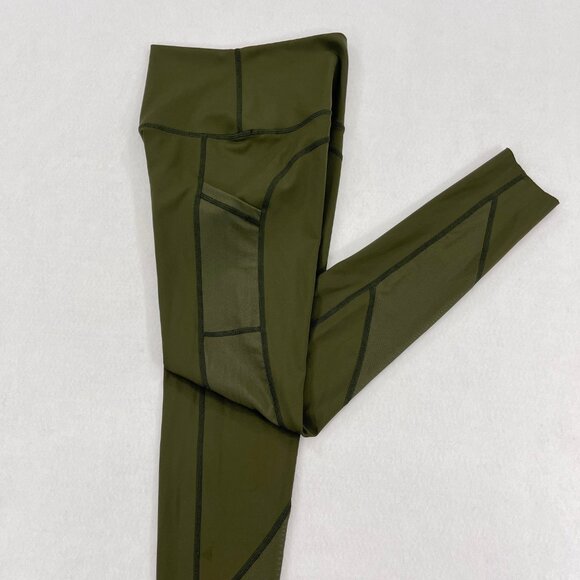 Aerie Offline XS Goals High Waisted Pocket Legging Olive Green Mesh Extra Small - Picture 8 of 16